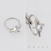 DIMENSIONAL HEART CZ STARBURST POLISH 316L SURGICAL STEEL L-SHAPE NOSE HOOP